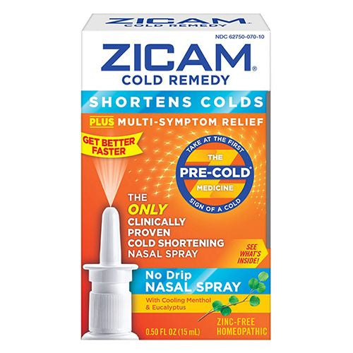 Zicam Cold Remedy Cold Shortening No-Drip Nasal Spray Zinc-Free 0.5 oz Supply