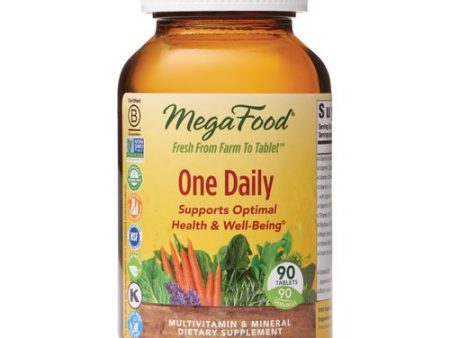 MegaFood  One Daily  Supports Optimal Health and Wellbeing  Multivitamin and Mineral Supplement  Gluten Free  Vegetarian  90 Tablets (90 Servings) Supply