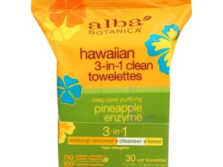 Alba Botanica Pineapple Enzyme Hawaiian 3-in-1 Clean Wet Towelettes  25 ct Pack Hot on Sale