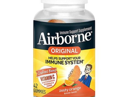 Airborne Zesty Orange Flavored Gummies  42 count - 750mg of Vitamin C and Minerals & Herbs Immune Support (Packaging May Vary) For Sale