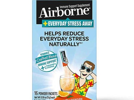 Airborne Stress Away Immune Support Supplement, Zesty Orange (16 Powder Packets) (Packaging May Vary) Online