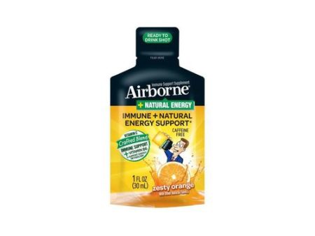 Airborne Plus Natural Energy Zesty Orange Sugar and Caffeine Free Liquid Shot, 1 Fluid Ounce Online Hot Sale