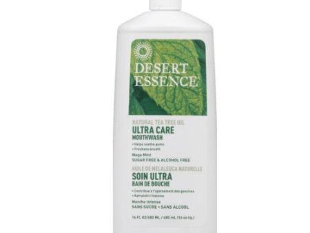 Desert Essence  Ultra Care Mouthwash  Mega Mint  16.0 fl. Oz. - Oral Care with Aloe  Sage  Chamomile  Tea Tree Oil  Peppermint and Spearmint Essential Oils Hot on Sale