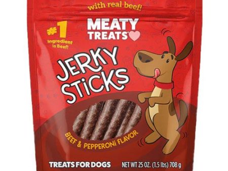 1 Bag Meaty Treats 25 Oz Jerky Sticks Real Beef & Pepperoni Flavor Dog Treats Online Hot Sale