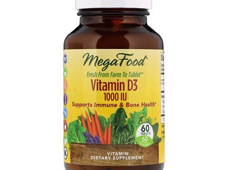 MegaFood  Vitamin D3 1000 IU  Immune and Bone Health Support  Vitamin and Dietary Supplement  Gluten Free  Vegetarian  60 Tablets (60 Servings) Discount