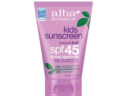 Alba Botanica Kids Sunscreen Lotion SPF 45  Tropical Fruit  4 oz For Discount