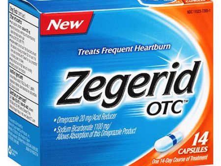 Zegerid OTC 24-Hour Heartburn Relief  Omeprazole 20mg + Sodium Bicarbonate  14 Capsules Sale