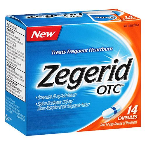 Zegerid OTC 24-Hour Heartburn Relief  Omeprazole 20mg + Sodium Bicarbonate  14 Capsules Sale