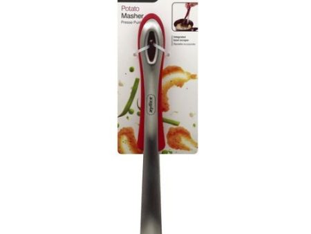 Zyliss Stainless Steel Potato Masher with Bowl Scraper   11  Silver Red Supply