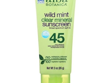 Alba Botanica SPF 45 Wild Mint Clear Mineral Sunscreen  3 Fluid Ounce -- 1 each. Online