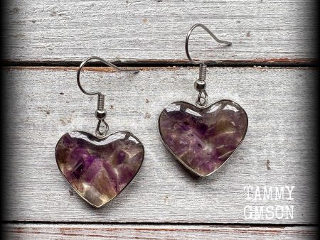 Amethyst heart earrings-Gemstone heart earrings Hot on Sale