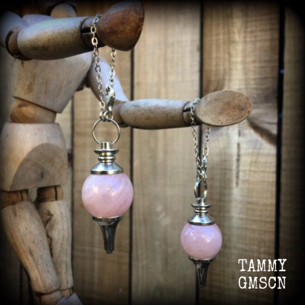 Rose quartz pendulum earrings-Tunnel dangles Supply