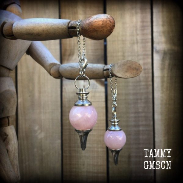 Rose quartz pendulum earrings-Tunnel dangles Supply