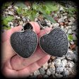 Black heart earrings-Volcanic rock heart earrings Hot on Sale