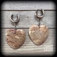 Picture jasper heart gauged earrings-Gemstone ear weights Online Sale