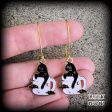 Black cat and coffee cup earrings-Black cat earrings Online Sale