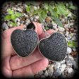 Black heart earrings-Volcanic rock heart earrings Hot on Sale