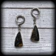 Ocean jasper gauged earrings-Gemstone ear hangers For Sale