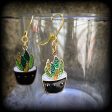 Aloe vera earrings-Cute potted plant earrings Online now