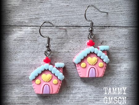 Gingerbread house earrings-Yule earrings on Sale