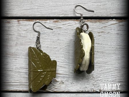 Kashiwa Mochi earrings-Japanese sakura cake earrings on Sale