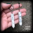 White stone gauged earrings-Howlite ear hangers For Discount