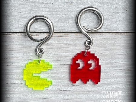 Pac-man and Blinky ghost gauged earrings-Retro ear gauges Online