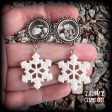 Glitter snowflake tunnel earrings-Christmas tunnel dangles Online