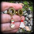 Festive Snowman and Christmas tree tunnel earrings-Christmas earrings For Sale