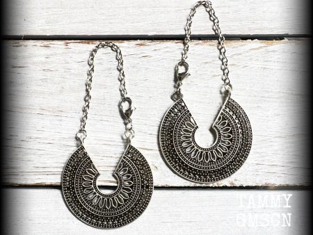 Mandala ear hangers-Geometric tunnel dangles-Mandala earrings Online Hot Sale