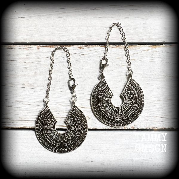 Mandala ear hangers-Geometric tunnel dangles-Mandala earrings Online Hot Sale