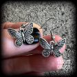 Antique silver butterfly earrings-Insects earrings Online Sale