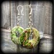 Lime green ocean jasper ear hangers-Gemstone earrings For Cheap