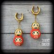 Double daruma gauged earrings-Japanese daruma dolls Fashion