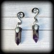 Gemstone ear weights-Amethyst and Labradorite ear hangers Online