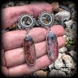 Rhodochrosite tunnel earrings-Gemstone tunnel dangles Online