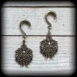 Antique silver Greenman gauged earrings-Green man jewellery For Cheap