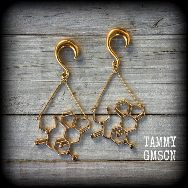 LSD molecule gauged earrings-Molecule ear weights Cheap