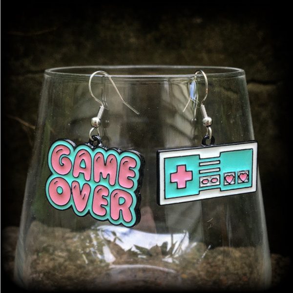 Game Over gaming console earrings-Gamer girl earrings Online Sale