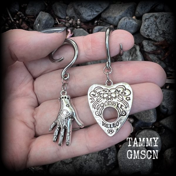 Ouija board planchette gauged earrings-Witchy ear gauges For Sale