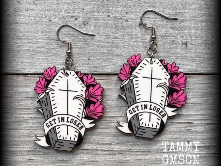 Get in loser coffin earrings-Pastelgoth halloween earrings Online Hot Sale