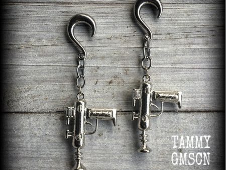 Ray gun gauged earrings-Science Fiction phaser ear weights Online