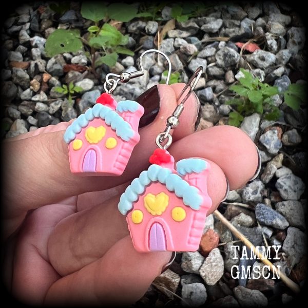 Gingerbread house earrings-Yule earrings on Sale