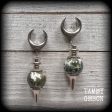 Moss jasper ear weights-Gemstone ear hangers Fashion