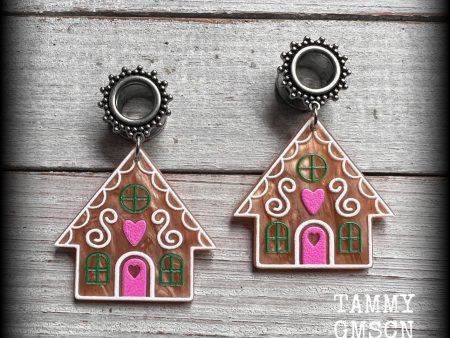 Gingerbread house tunnel earrings-Christmas earrings Hot on Sale