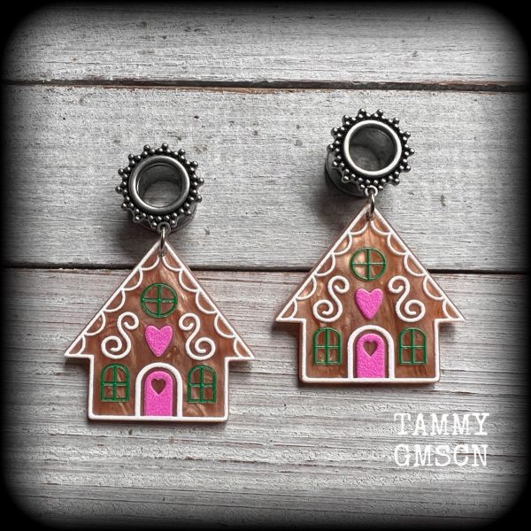 Gingerbread house tunnel earrings-Christmas earrings Hot on Sale