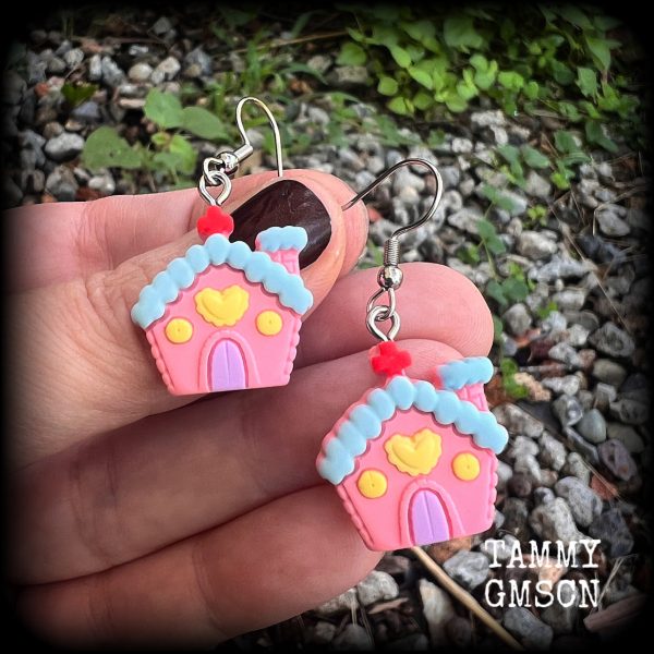 Gingerbread house earrings-Yule earrings on Sale