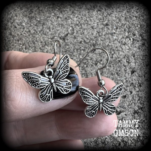 Antique silver butterfly earrings-Insects earrings Online Sale