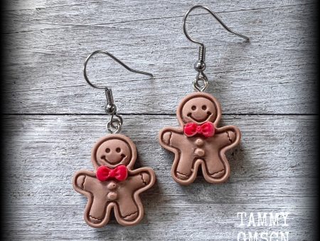 Gingerbread man earrings-Christmas earrings Discount