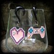 Gamer girl ear gauges-Pixel heart gauged earrings Online Hot Sale